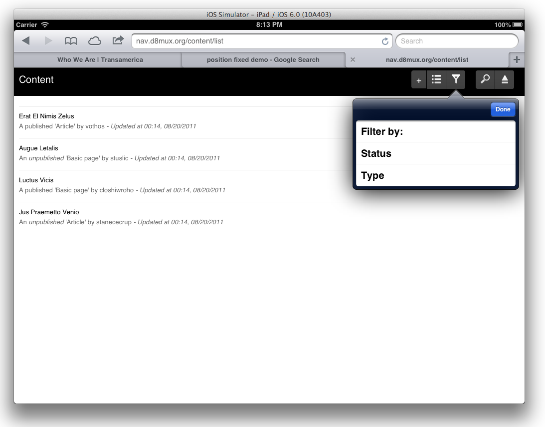 Select box UI invoked on an iPad